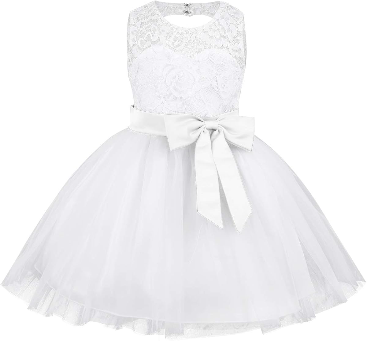 Iiniim Robe De Bapteme Communion Blanches Bebe Enfant Dentelle Robe De Ceremonie Mariage Soiree Tutu Pour Fille Fete Noel Anniversaire Cadeau Robe 3 24 Mois Robes Vetements