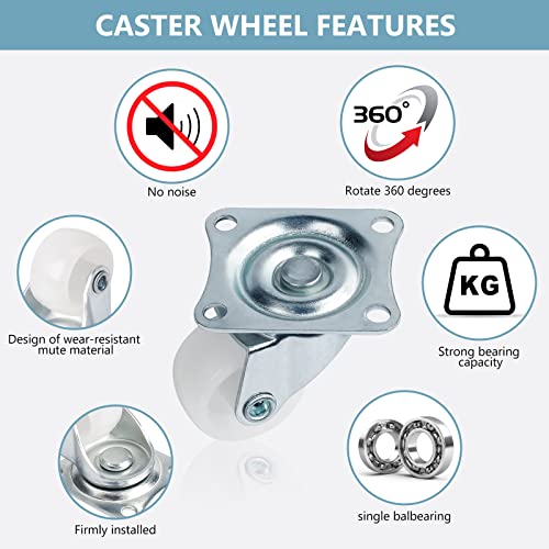 Cofufu 1" Low Profile Caster Wheels Set of 4, No Noise Casters for