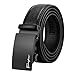 Tiitc Men's Genuine Leather Ratchet Dress Belt with Automatic Buckle (Black, 35mm Wide) (Black Buckle-03)