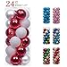 Teresa's Collections 24ct 40mm Traditional Red and White Shatterproof Christmas Ball Ornaments Decoration,Themed with Tree Skirt(Not Included)