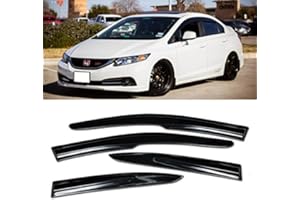 VXMOTOR for 12-15 Honda Civic Sedan 4DR - Mugen II Style Window Visors Rain Guard Deflector - Smoke Color 2012 2013 2014 2015