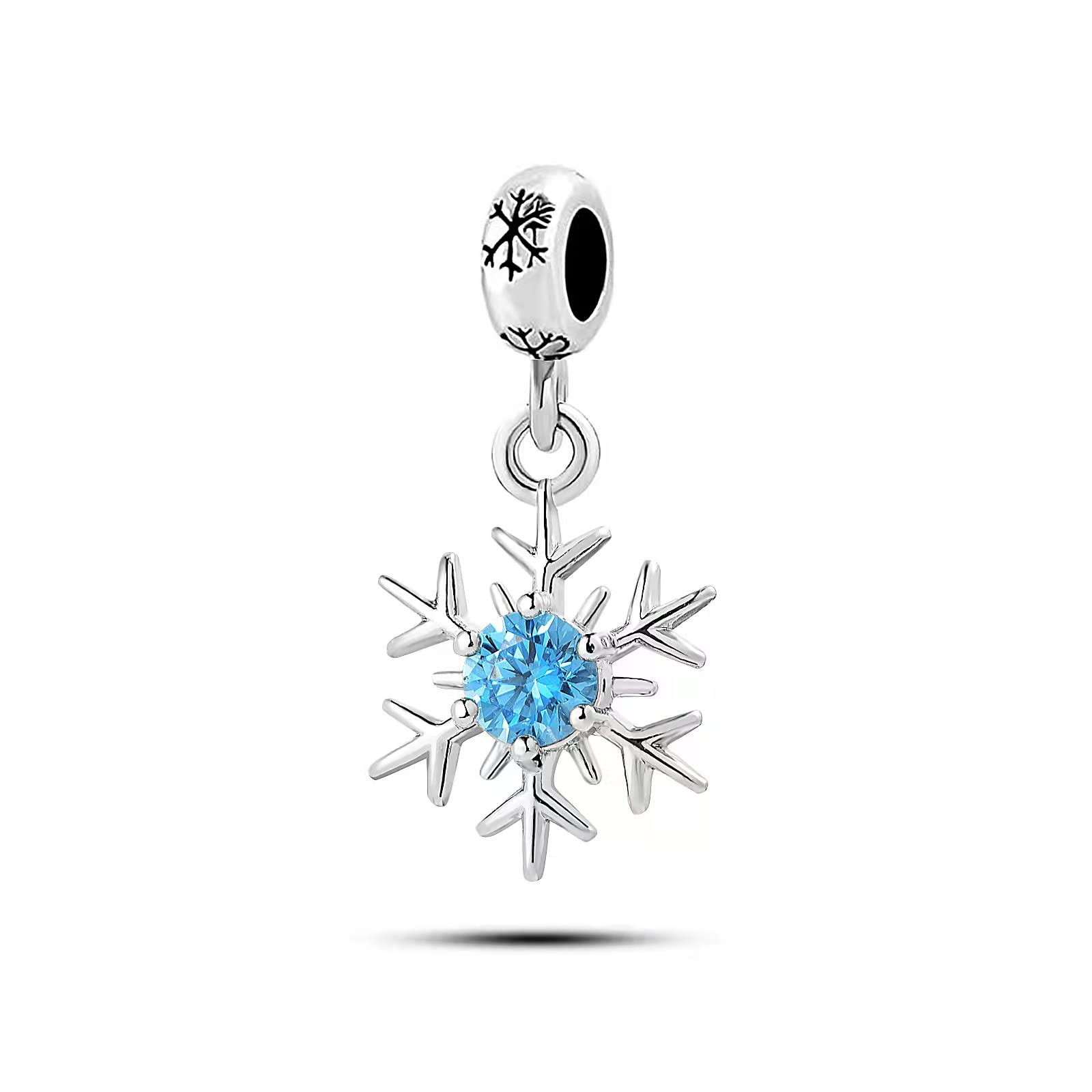 Sparkling Blue Frozen Snowflake Dangle Charm fits Pandora Charms Bracelets Christmas Birthday Jewellery Gift for Women Daughter Granddaughter Sister
