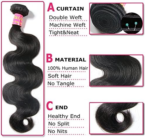 Mscove Brazilian Virgin Hair Straight Remy Human Hair 3 Bundles 8A Straight Unprocessed Hair Extensions Virgin Human Hair Weave Natural Color (12 14 16inch)