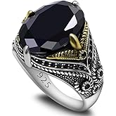 Men's Ring Black Zircon, Tanzanian Blue Zircon Garnet Red Zircon, Green Zircon, Sea Blue Zircon Ring, Handmade Solid S925 Sterling Silver Men's Ring, Vintage Türkiye Ring Perfect Declaration Ring, Men's Christmas Gift Sizes 7-12