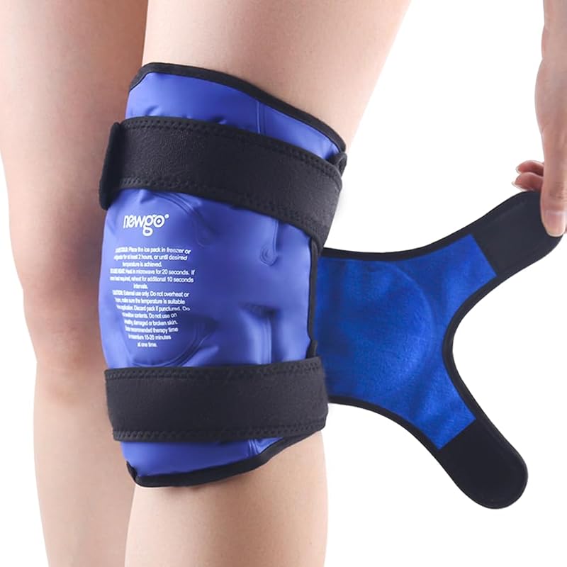 NEWGO Knee Ice Pack Wrap Full Coverage Gel Cold Therapy Adjustable