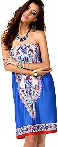 KDHJJOLY Comfortable Women Summer Dress Wrapped Chest Casual Beach Dress BlueX-Large Effective shipment