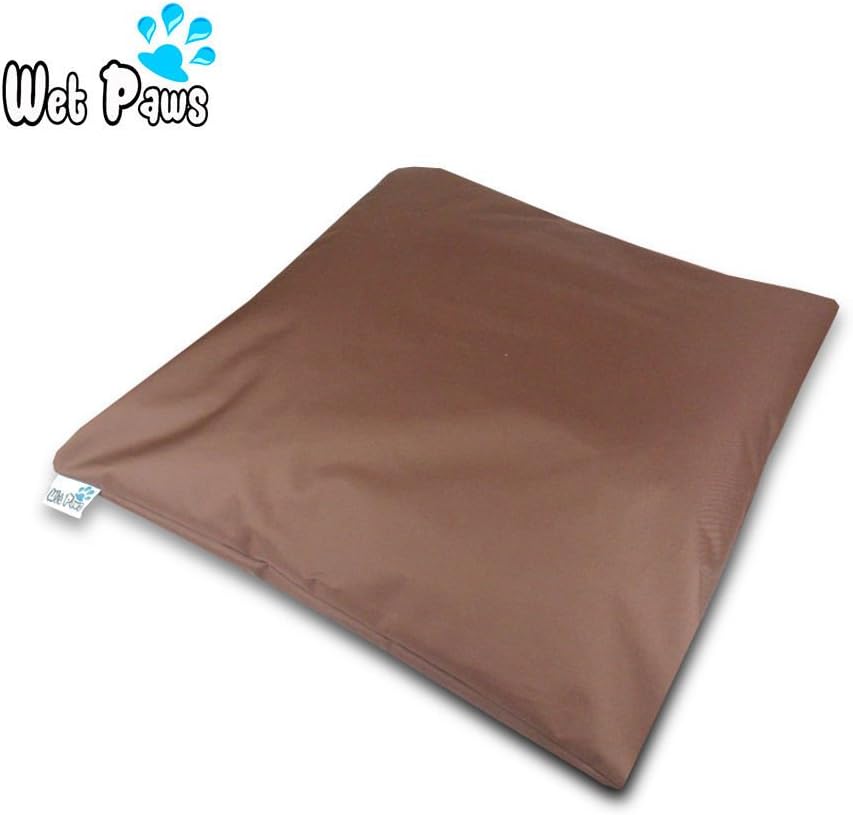 Wet Paws | Large Square Waterproof Dog Bed | Orthopaedic Memory Foam Filling | Hypoallergenic | 45″ x 45″ x 4″ | Brown
