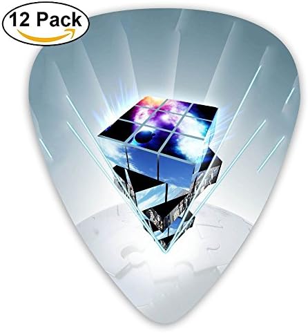LLGUITAR Cool Rubik's Cube Guitar Picks 12pack Celluloid Plectrum Custom 0.46mm/0.71mm/0.96mm For Electric Acoustic Guitars Bass Best Stocking Stuffer Gifts For Kids Teens Adults