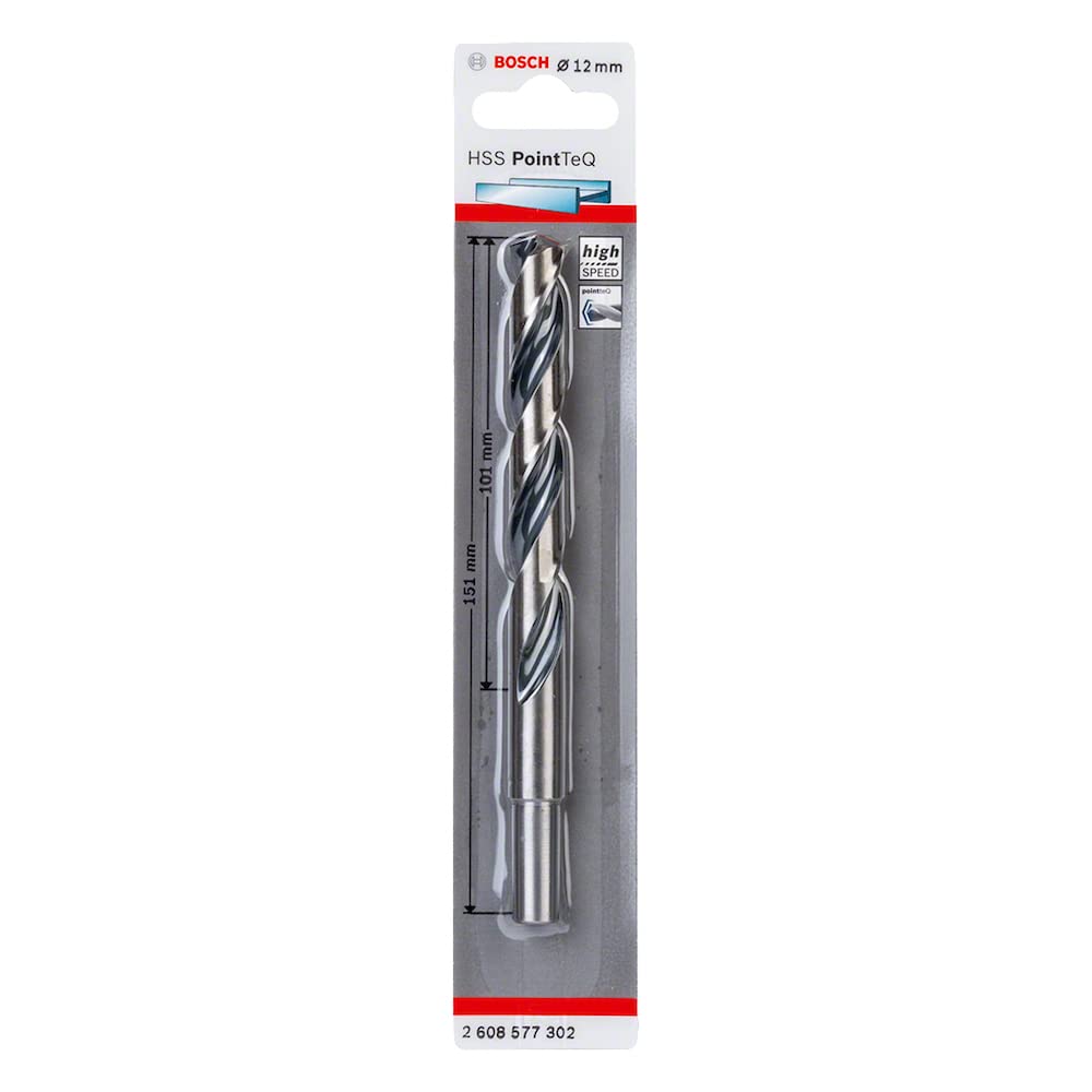 Bosch Professional PointTeQ HSS Twist Drill Bit (for Metal, Reduced Shank, 12 x 101 x 151 mm, Accessories for Drill Driver)