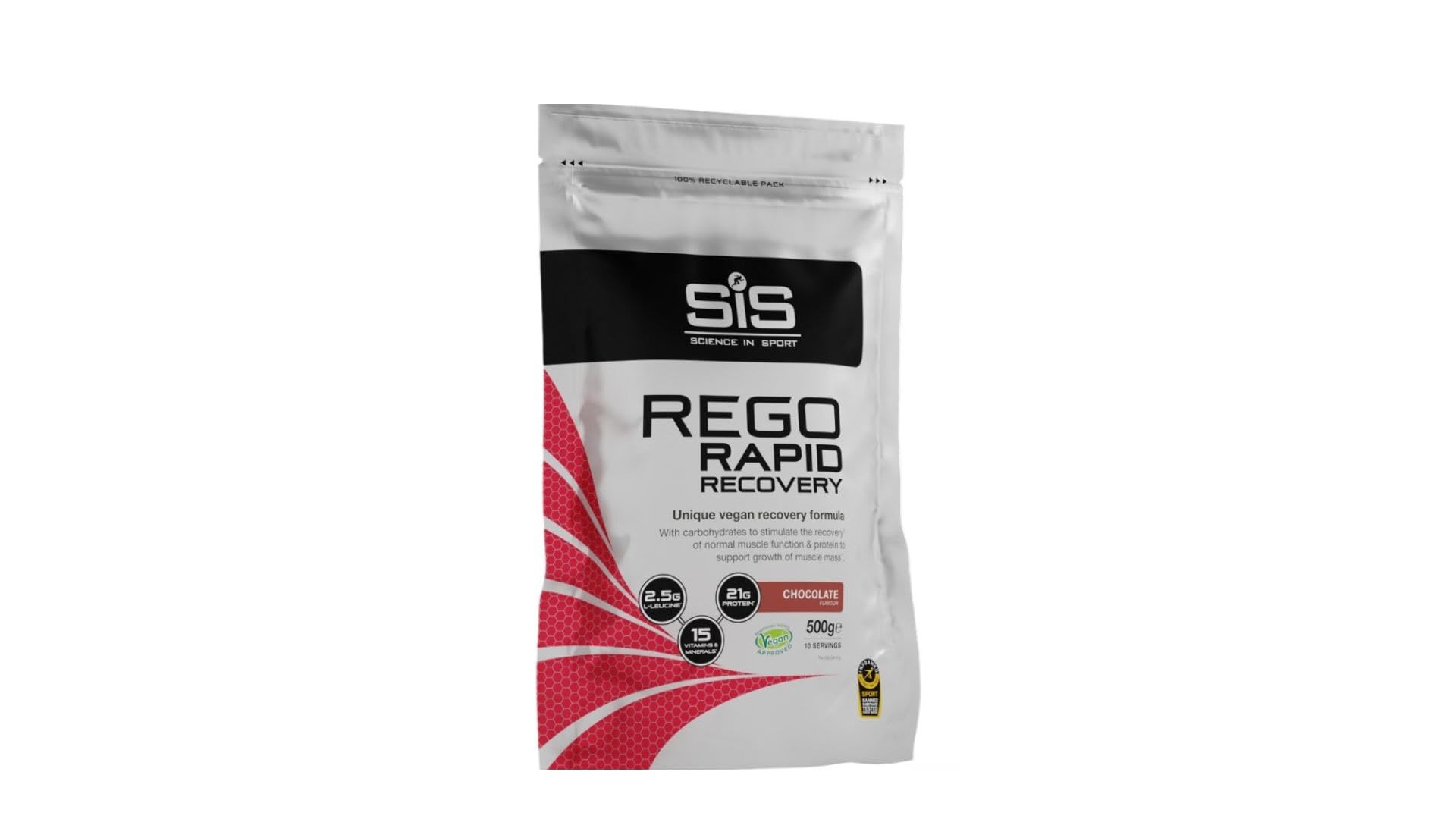 Science In Sport REGO Rapid Recovery Drink Powder, Post Workout Protein Powder, 20 g of Protein, Chocolate Flavour, 10 Servings Per 500 g Bottle