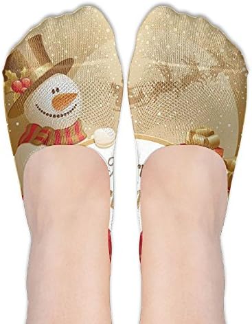 DISXHSH Thin Hidden No Show Liner Merry Christmas Cute Snowman Snowflake Athletic Running Socks Non Slip Flat Boat Line