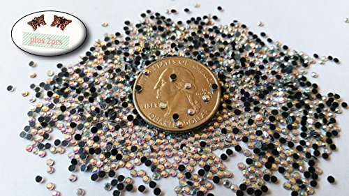 GoldenLiving168 Crystal AB Round 1000pcs Rhinestone 2mm (6ss) 3D Acrylic Nail Art Decoration Cellphone Case USA SELLER! FAST SHIPPING! 2 large butterfly charms included