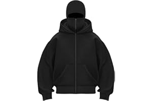 Hoodies for Men Unisex Balaclava Hoodie with Face Mask Double Hooded Jacket Zip Up Coat Wind Resistant Hooded Sweatshirt