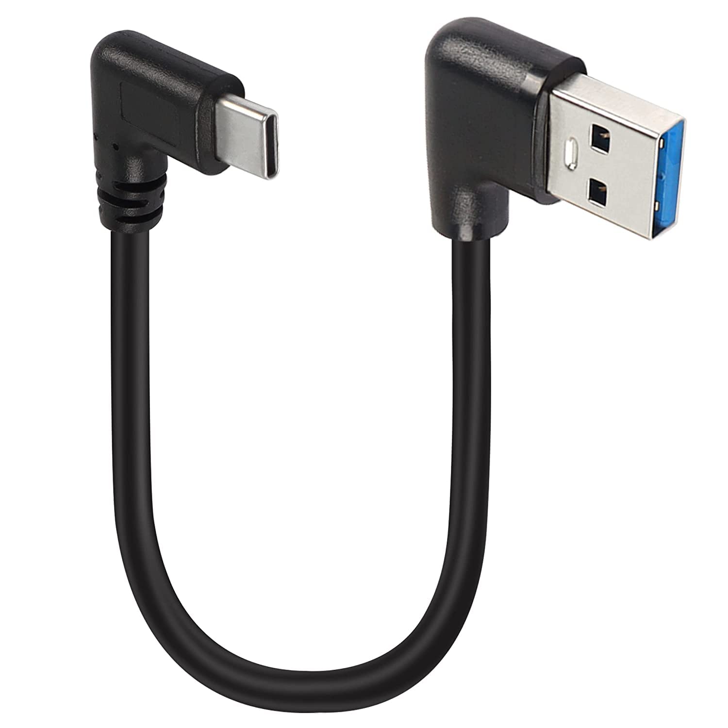 GELRHONR 25cm Right Angle USB C Cable - Type C to 3.0 Fast Charging with 18W, 5Gbps Data Transfer, 90 Degree - 0.25M