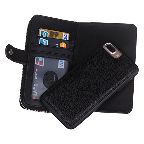 image for iPhone 7 Plus / 8 Plus Case, Urvoix Premium Leather Zipper Wallet Mult