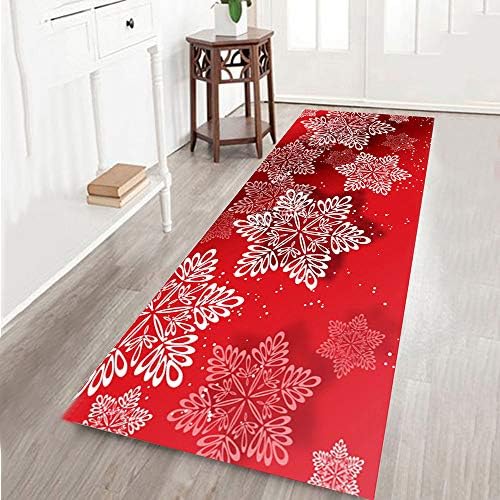 NIHAI Merry Christmas Welcome Doormat, Large Non Skid Area Rug Indoor Outdoor Mats, Entryway Bedroom Kitchen Carpet Pad Home Decor, 60cm x 180cm (I)