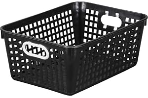 Really Good Stuff Large Plastic Book Baskets, 13¼" by 10" by 5½" - 1 Black Bin, Classroom and Library Organization, Toy Storage, Multi-Purpose Basket