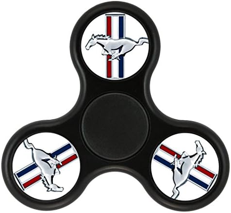 ELA DIA Tri-Hands Fidget Spinner Toy, Perfect for ADHD EDC ADD, Controlling Force, Fashion Design and Images(Mustang Logo - Black)