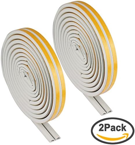 FASOTY Self Adhesive Rubber Foam Weatherstrip Seal Strip, 2 Pack D type, 5m per pack