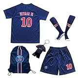 2017/2018 Paris Home #10 NEYMAR JR. Football Futbol Soccer Kids Jersey Shorts Socks Set Youth Sizes (13-14 YEARS)