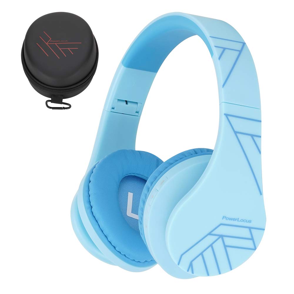 PowerLocus P2 Kids Headphones Wireless, Bluetooth Headphones for Kids Over Ear with Volume Limit 85DB, Built-in Microphone, Foldable, Carry Case, Micro SD/TF for iPhone/iPad/Laptop/PC/TV (Blue)