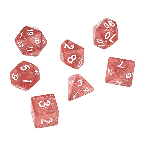 Set of 7 Dice Dungeons and Dragons Dice Set for D&D Dice Games RPG MTG Table Games Role Playing Game (Pink)