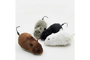 Furry Wind Up Mouse Cat, Realistic Moving Mice, Funny Moving Pet Supplies (Random Color)