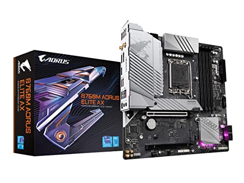 GIGABYTE B760M AORUS Elite AX Mainboard - Unterstützt Intel Core Prozessoren der 14. Generation, 12*+1+1 Phasen digitales VRM, bis zu 7800MHz DDR5 (OC