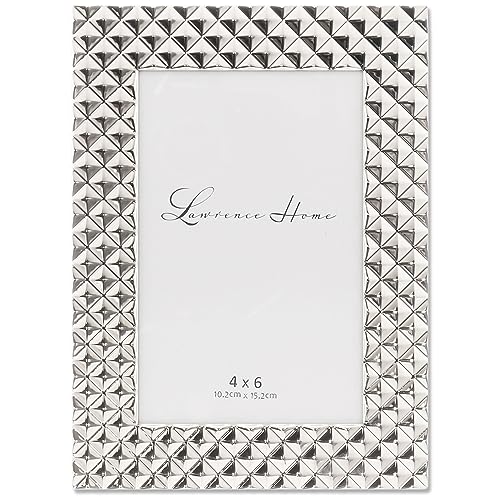 Lawrence Frames Diamond Pattern Polished Metal Picture Frame, 4x6, Silver