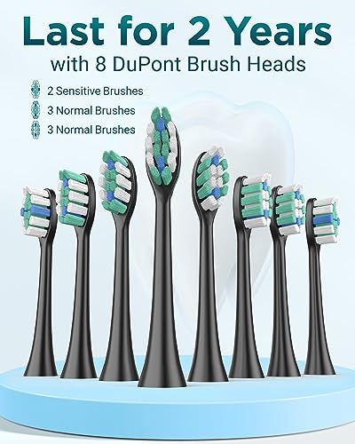 Ultrasonic Toothbrush for Adults - MISSCOZY Reachargeable Electric Toothbrush with 8 Brush Heads, Travling Case, 5 Modes & Smart Timer, Ultra Sonic Toothbrush