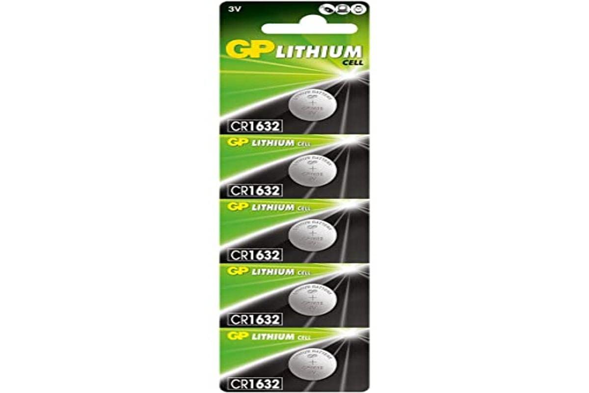 GP CR1632-7U5 Lithium Battery CR1632, 3 V, Blister Pack of 5