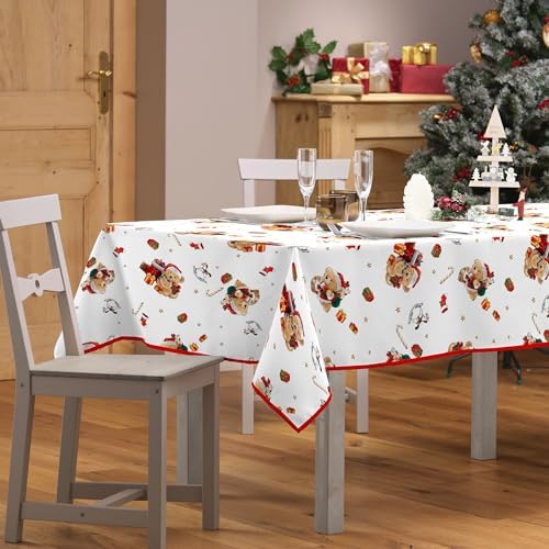 , Nappe de Fête Rectangle (150 x 300 cm) Oursons Blanc, Polyester Imprimé