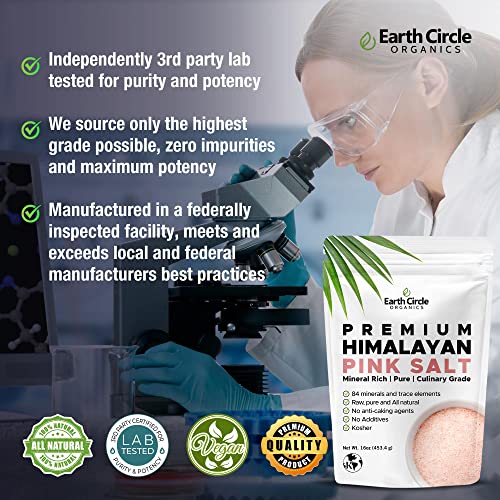 Earth Circle Organics Premium Himalayan Pink Fine Grain Salt, No Anti