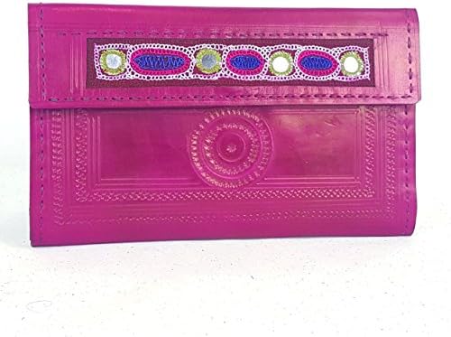 womens Leather wallet iPhone clutch in Fuchsia pink