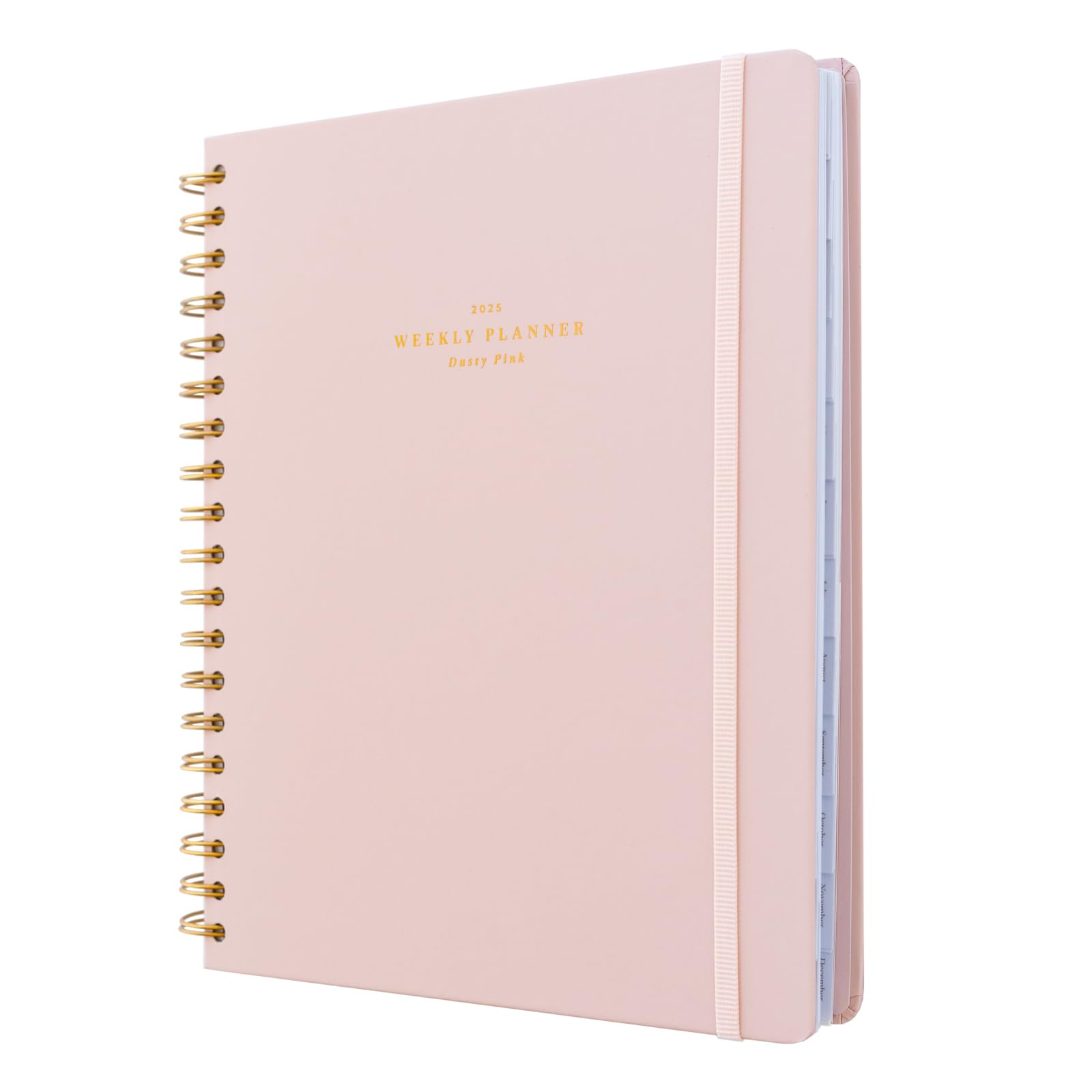 Kokonote Diary 2025 Dusty Pink | Desk Planner 8.3 x 9.8 inches - 21 x 25 cm | Diary Week To View, August 2024 - December 2025 | Stickers & Tabs