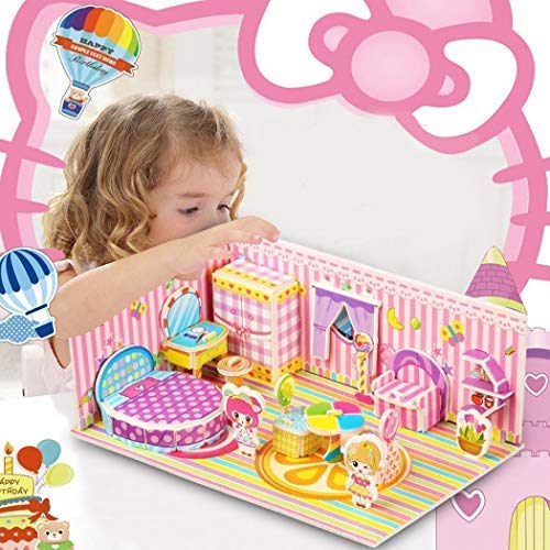 lazinem Kids 3D Puzzle Paper DIY Fun Board Early Learning Architectural House Gift for Boys Girls Children Child 3-D Puzzles