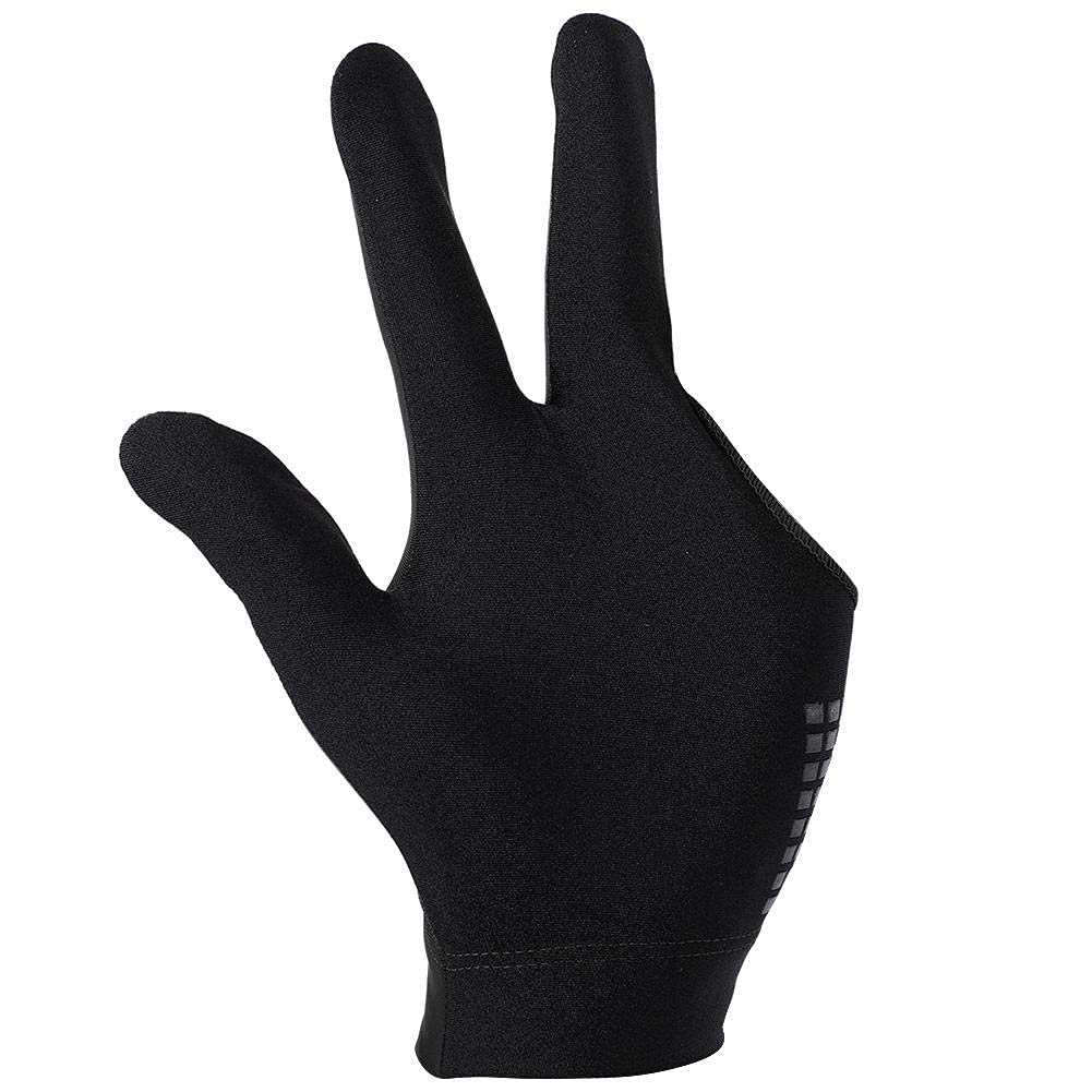Snooker Gloves Open Three Finger Gloves Pool Cue Gloves Spandex Left Hand for Men Women 4 Colors Billiard Accessories(Black)