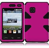 Importer520 Dynamic Hybrid Tuff Hard Case Snap On Phone Silicone Cover Case For LG 840G LG840G TracFone, StraightTalk, Net (Pink / Black)