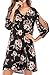 SUNNOW Women's V Neck Floral Print Cold Shoulder Open Sleeves Summer Beach Shift Dress