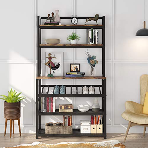 TIYASE 6Tier Kitchen Baker’s Rack with Storage and Wine Rack