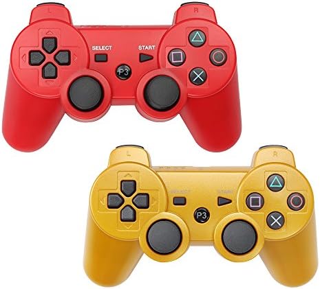 YOUCable PS3 Controller Wireless Playstation 3 Remote Dualshock Bluetooth Gamepad (Red+Gold)