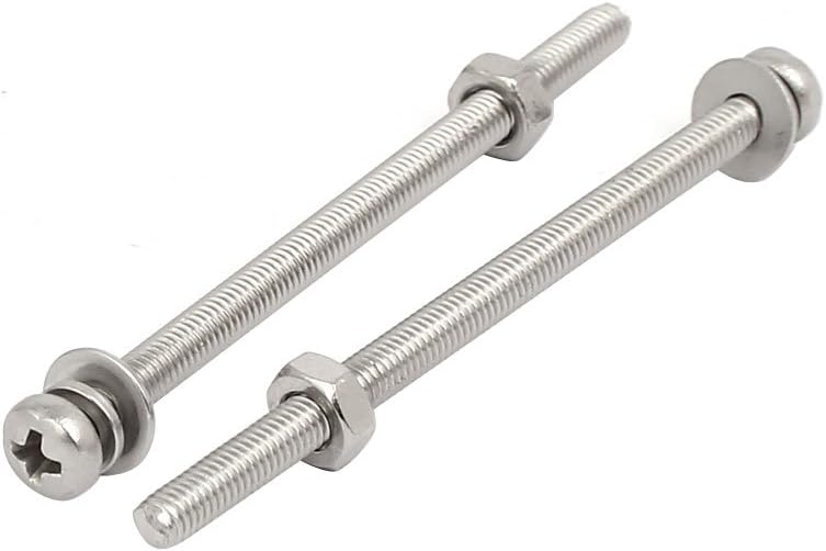 sourcingmap M3x50mm 304 Stainless Steel Phillips Pan Head Bolt Screw Nut w Washer 12 Sets, Silver - Image 3