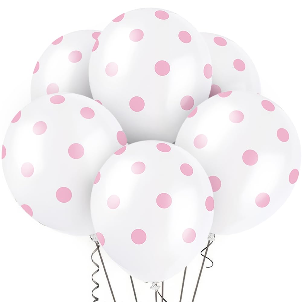 Lovely Pink Dotted Latex Balloons (30cm) Pack of 6 - Perfect for Celebrations and Parties
