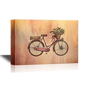 Canvas Wall Art - Vintage Style Bicycle on Abstract Background - Gallery Wrap Modern Home Art | Ready to Hang - 12x18 inches