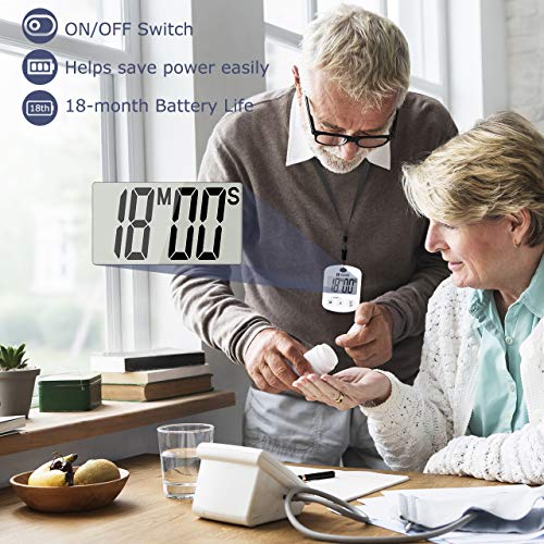 Habor Digital Cooking Timer, Large LCD Screen Kitchen Timer with Loud Beep, ON/OFF Switch, Strong Magnet Back, Count-Up & Count Down for Cooking Baking Sports Studying Games (Battery Included) - Thumbnail 4