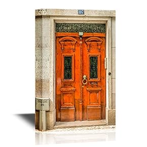 Doors Canvas Wall Art - Old Door in The City of Lisbon, Portugal - Gallery Wrap Modern Home Art | Ready to Hang - 12x18 inches