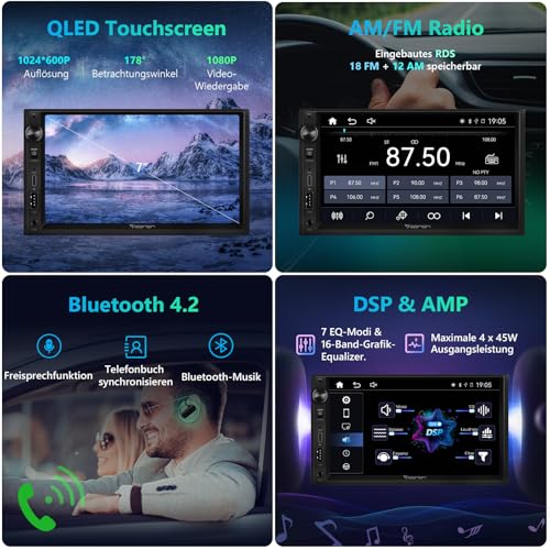 Eonon 7 Inch QLED Linux Double din Car Stereo Wireless CarPlay Android Auto Bluetooth USB Support Type-C Fast MirrorLink AUX in Video Input/Output with Rear View Camera X3