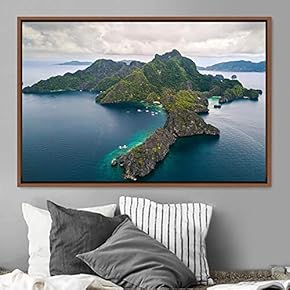 signwin Framed Canvas Wall Art Coastal Scenery Aerial...