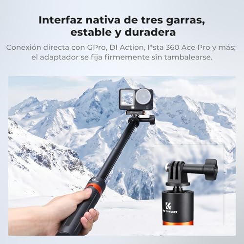 K&F CONCEPT Trípode y Selfie Stick Telescópico de 142 cm / 55,9", Bastón Portátil 2 en 1 con Base, Compatible con dji Osmo Action 6, dji Osmo Action 5 Pro/4/3, GoPro Hero 13/12/11/10/9/8
