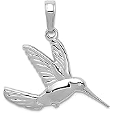 JewelryWeb 21mm 14k White Gold Polished Hummingbird In Flight Pendant Necklace Pendant for Women